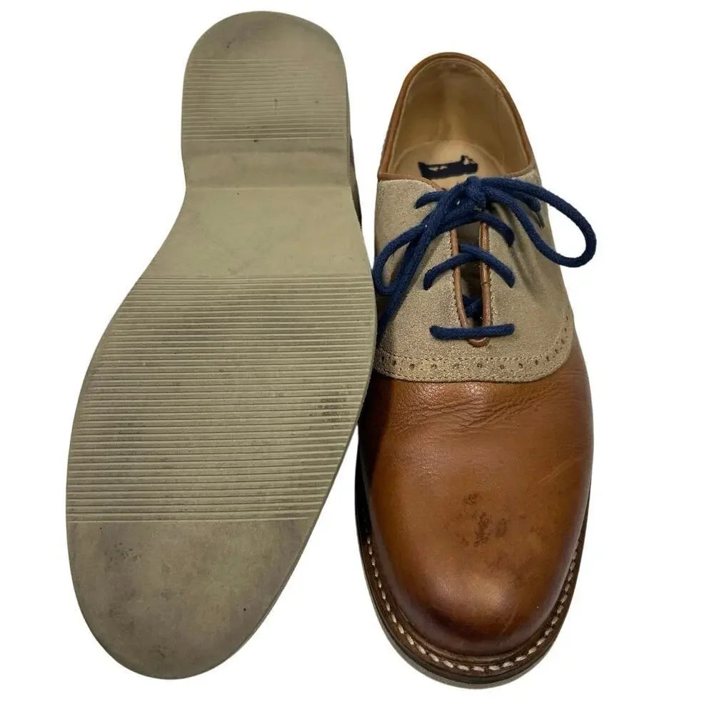 1901 Saddle Oxfords tan/brown leather base sand-colored suede. Size 9.5
